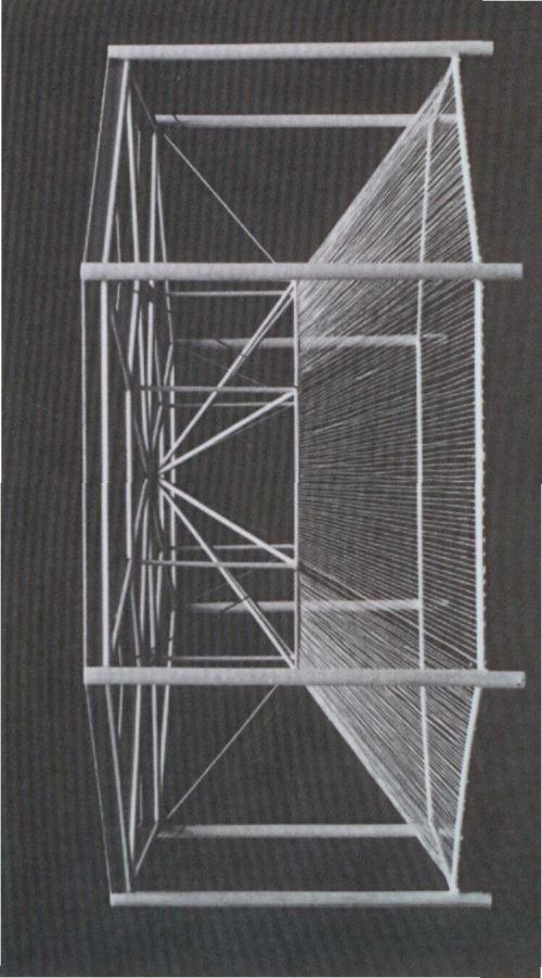 1177743453 328 FT2374 Study Model Of Assembly Hall Roofsteel Frame  Cableswith Suspended Wooden Sunscreen 